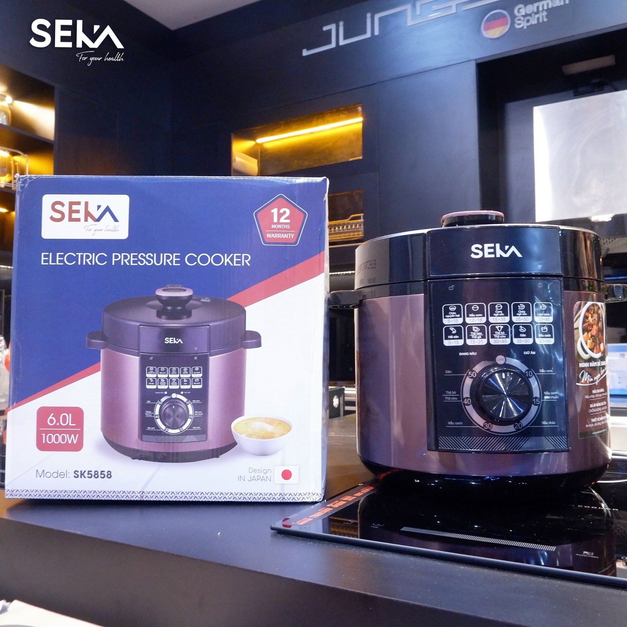 Nồi áp suất điện đa năng SEKA SK5858 dung tích 6L công suất 1000W Lòng nồi chống dính hàng chính hãng