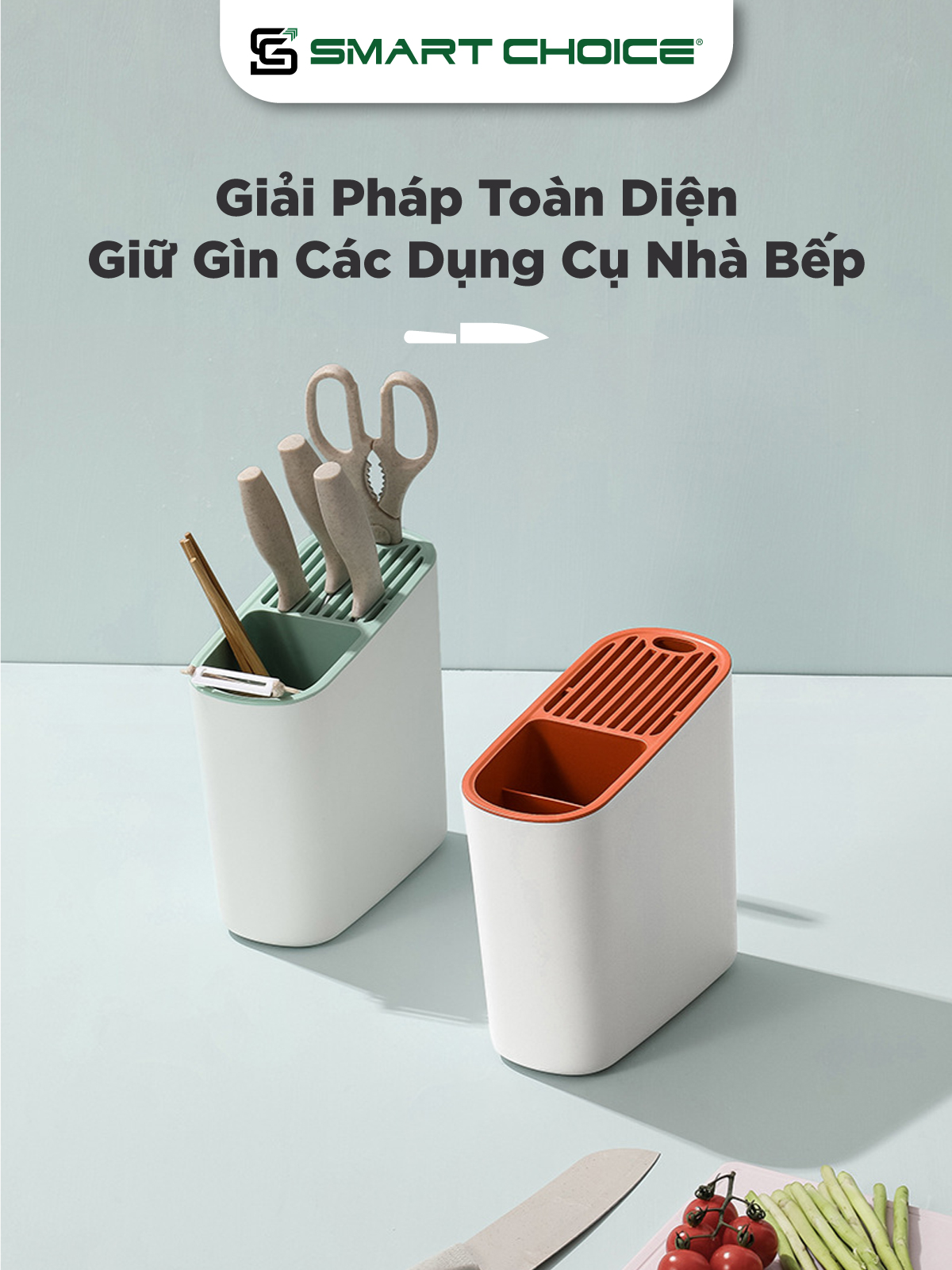 Giá Đựng Đũa Thìa Nhà Bếp SMARTCHOICE 4 Màu Hiện Đại- Chất Liệu PP Cao Cấp Chống Gỉ SCG-PK095