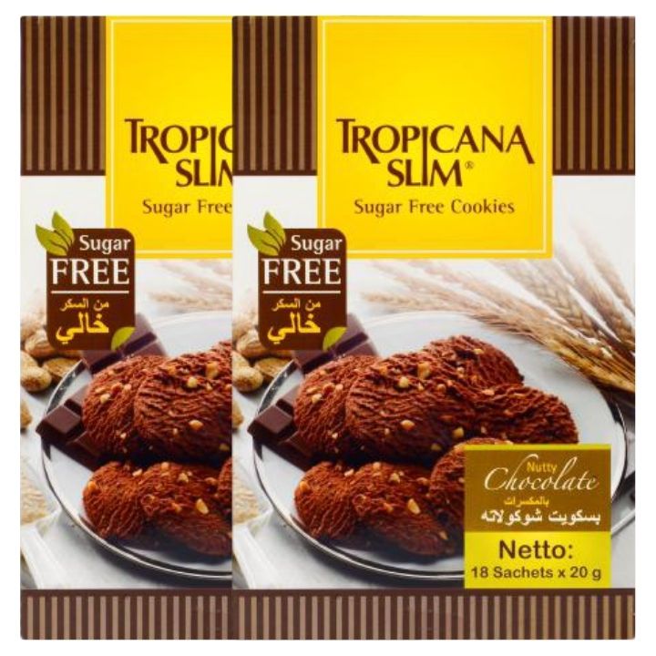 Combo 2 Hộp Bánh Quy Ăn Kiêng Tropicana Slim Sugar Free Cookies Socola (10  x 20g)