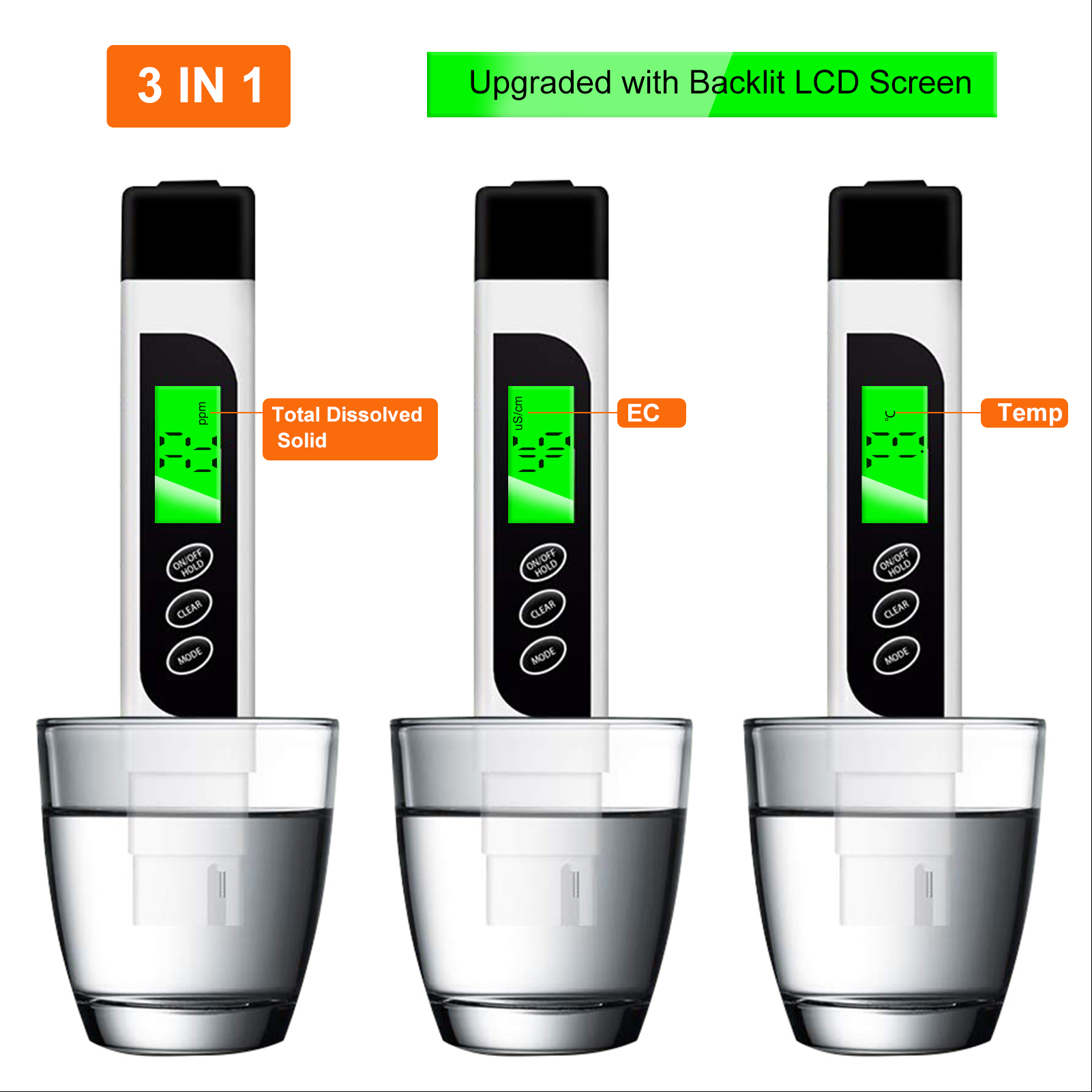 Đồng hồ đo chất rắn hòa tan tổng kỹ thuật số Máy đo chất lượng nước EC