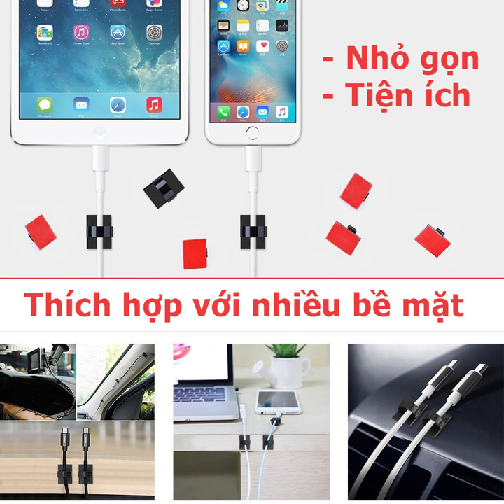 Clips nẹp kẹp dây cáp điện tiện dụng cho xe ô tô, văn phòng và nhà ở có sẵn keo