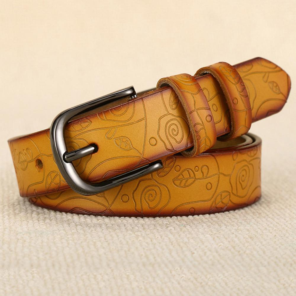 Thiết Kế Thời Trang Họa Tiết Hoa Hồng Đỏ Da Thật Chính Hãng Da Nữ Thắt Lưng Nữ Khóa Gài Thắt Lưng Kim Loại Rộng 28Mm 2021 FCO082