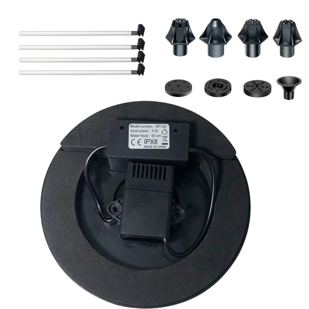 Solar Bird Bath Fountain Pump Solar Fountain with 3 Nozzle Free Standing Floating Solar Powered Water Fountain Pump for Garden Pond Pool Outdoor Decor