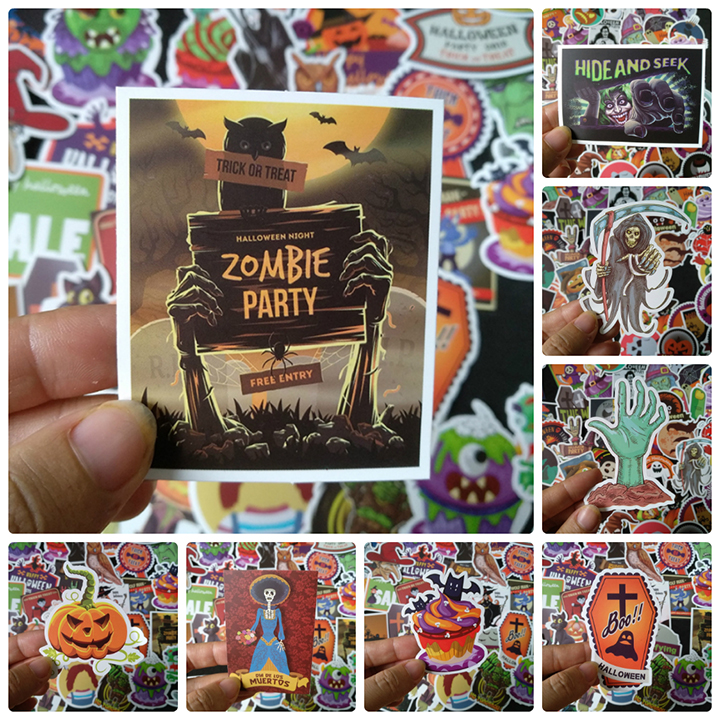 Bộ Sticker dán cao cấp chủ đề HALLOWEEN - Dùng dán Xe, dán mũ bảo hiểm, dán Laptop