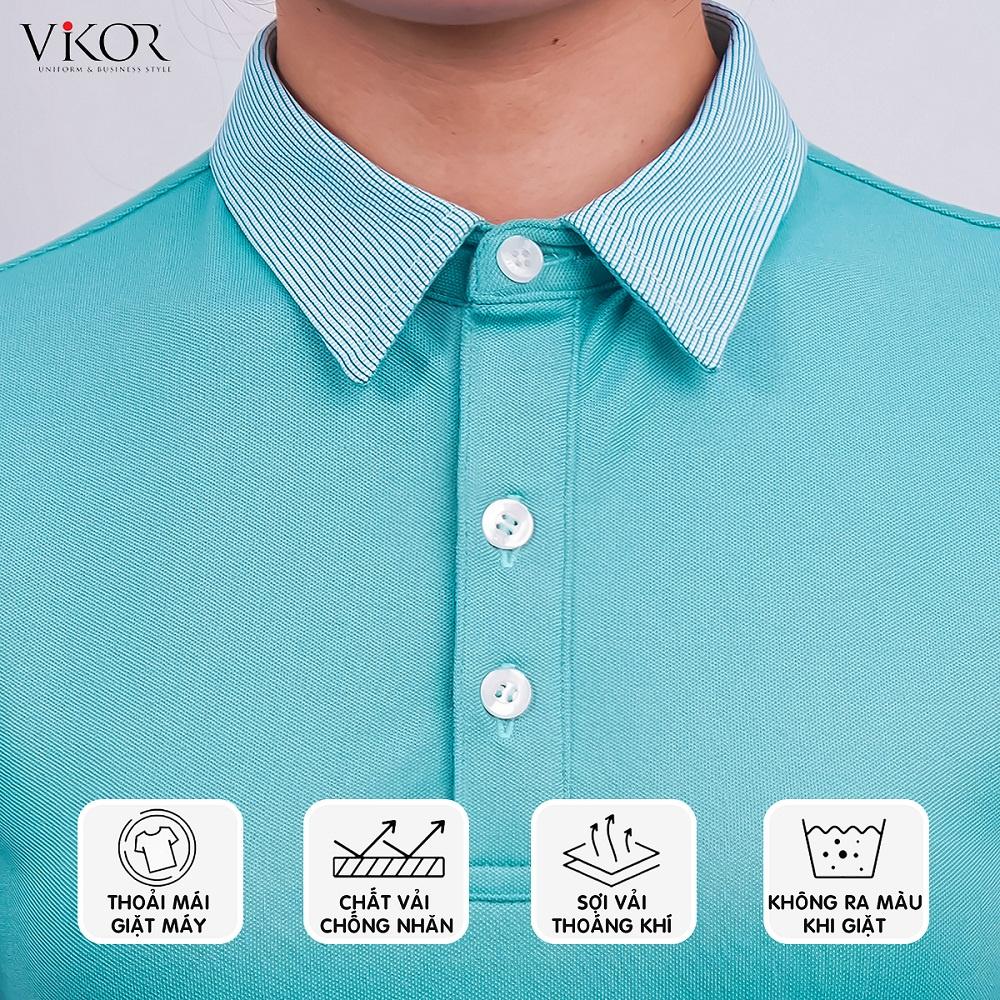 Áo thun POLO nam cổ sơ mi VIKOR SMM07 xanh ngọc vải sợi cafe cao cấp, mềm mại, siêu mát hàng chính hãng