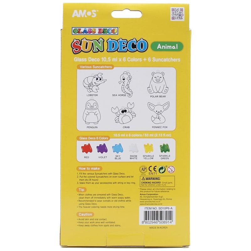 Bộ Màu Vẽ Trang Trí Trên Kính Sun Deco - Amos SD10P6-A - Animal