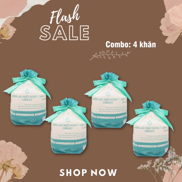 Combo 4 túi khăn lau mặt dùng một lần Likado, 50 tờ ×4