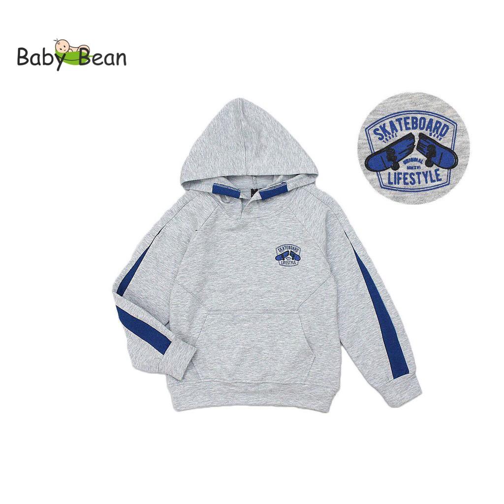 Áo Hoodie Nỉ Tay Dài Trùm Đầu in Chữ Bé Trai BabyBean