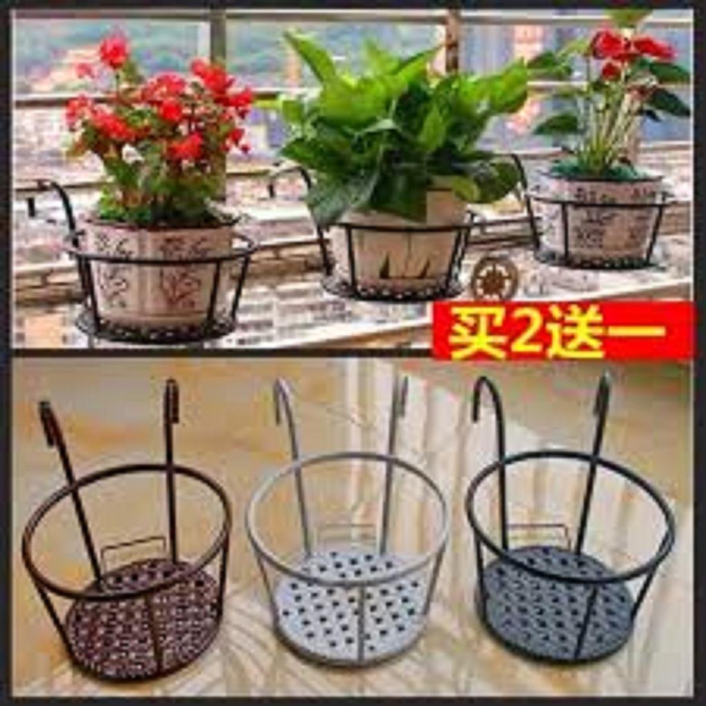 Combo 5 Giỏ Sắt Treo Hoa Ban Công - Hàng Đẹp Sơn Tĩnh Điện Màu Đen hh026