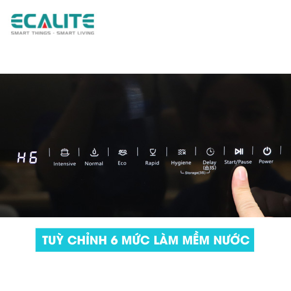 Máy Rửa Chén Ecalite EDW-UF6080BL - Có Rửa Điệt Khuẩn - Lắp Bán Âm Cực Gọn - Điều Khiển Cảm Ứng - Hàng Chính Hãng
