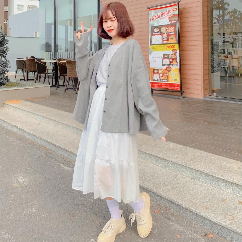 Áo Khoác Nỉ Cardigan Hàn Trơn Form Rộng Ulzzang (Ảnh thật