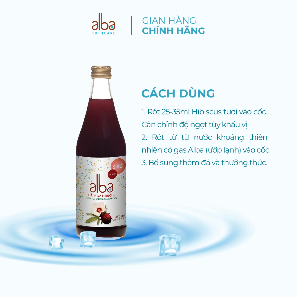 Siro Alba hương vị đài hoa Hibiscus - Chai 450ml