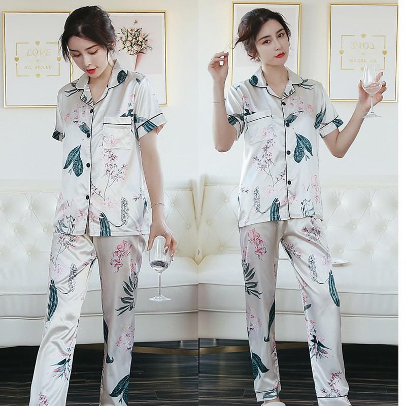 Pijama- Bộ Ngủ lụa áo cộc quần dài nhiều màu vải đẹp sang trọng LCD01