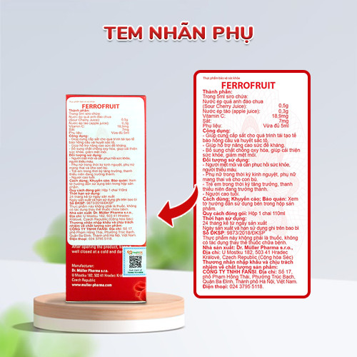Siro Sắt FERRO FRUIT Dr.Muler vị trái cây, chiết xuất tự nhiên, tạo hồng cầu ngừa thiếu máu cho trẻ em và người lớn.