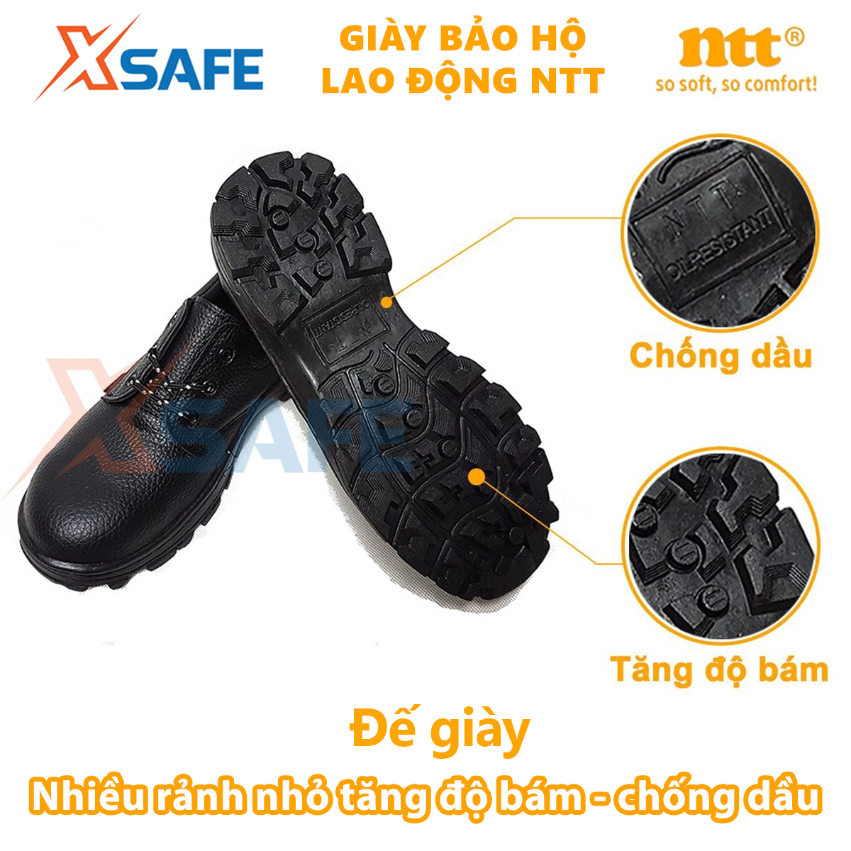 Giày bảo hộ lao động NTT Giày bảo hộ chống đinh chống va đập dùng cho nhà xưởng, công trường - chính hãng