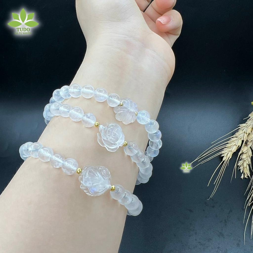 Vòng Tay Nữ Đẹp - Vòng Phong Thủy Mệnh Kim Thủy TUDO VCVMOON AU10K Charm Cỏ 4 Lá B26K800