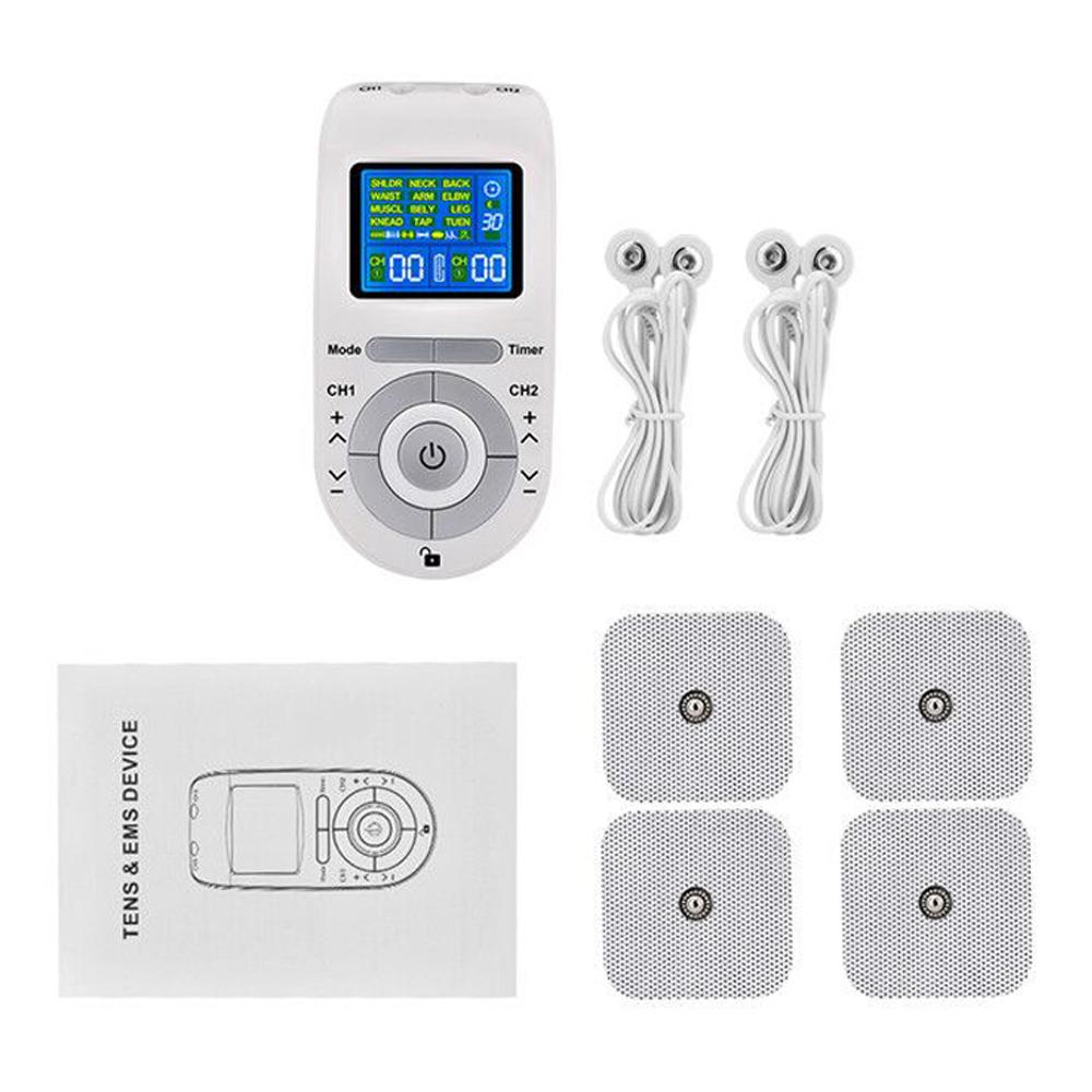 Dual-Channel TENS&EMS Device Pulse Massager Muscle Stimulator Unit 12 Massage Modes 40 Strength Levels Adjustable Timer