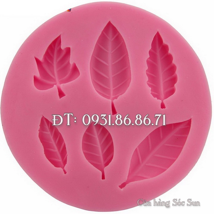 Khuôn silicon 6 lá hoa hồng - Mã số 1466