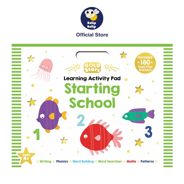 Gold Stars Giant Educational Book Pad For Kids To Learn About Starting School With Stickers