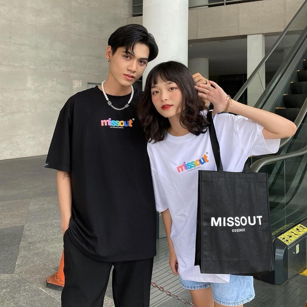 Áo thun COLORFUL TEE - Áo thun unisex form rộng tay lỡ MISSOUT chữ cầu vồng || Hany Shop