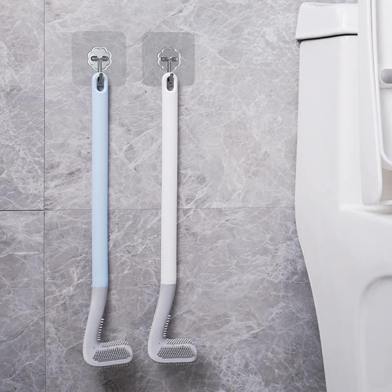 Chổi Cọ Toilet Bồn Cầu nhà tắm Silicon thông minh đầu L cọ sạch sâu, chống xước men sứ