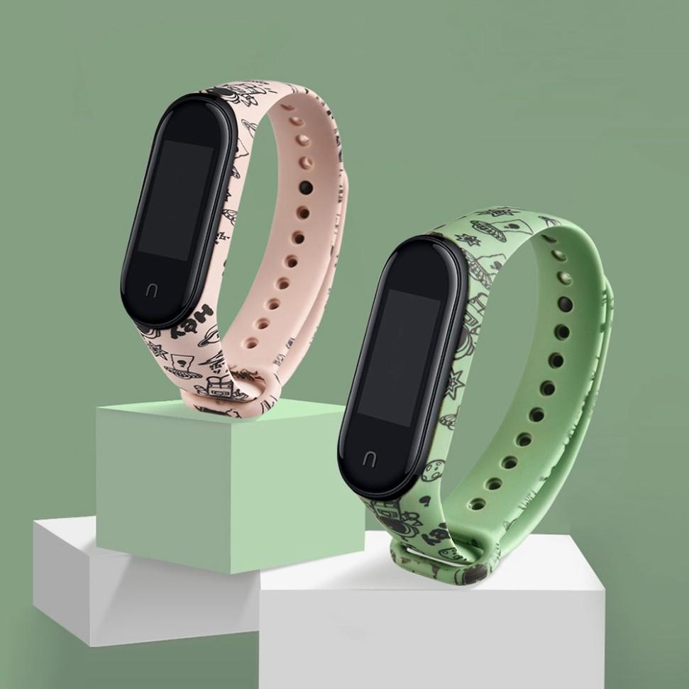 Dây đeo phụ kiện bằng silicone mềm TPU hoạt hình cho Xiaomi mi band 3 4 5