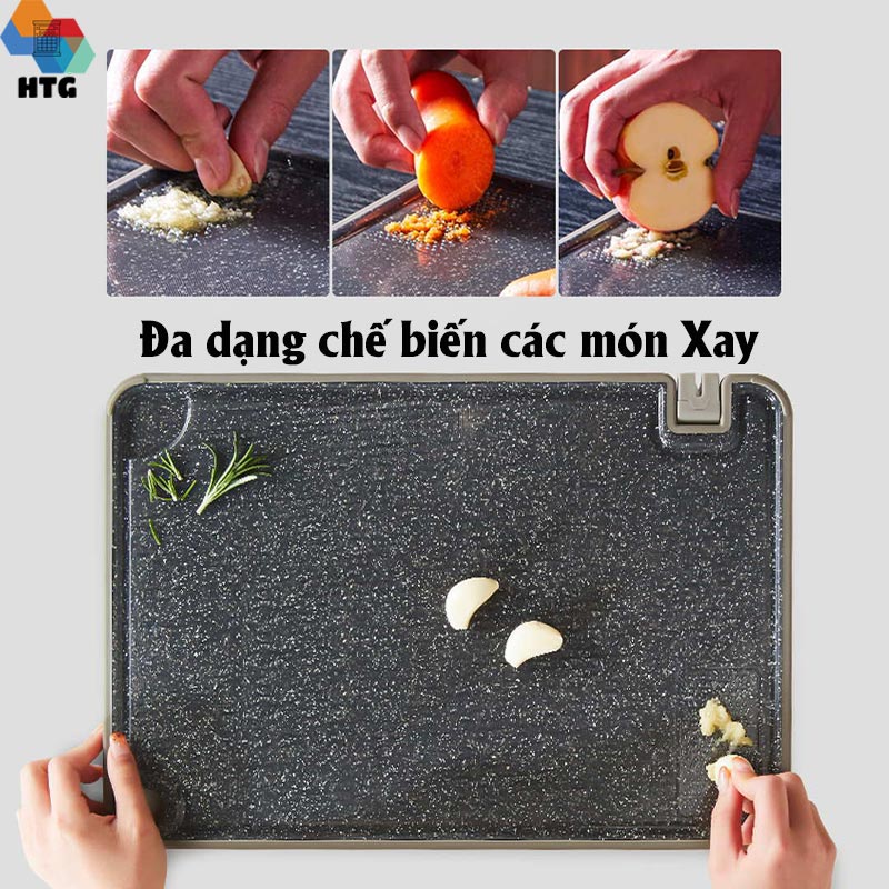 Thớt nhà bếp OOU 000031B kháng khuẩn, chống nấm mốc đa, rãnh thoát nước, mài dao, khổ lớn 40x28cm, hàng chính hãng