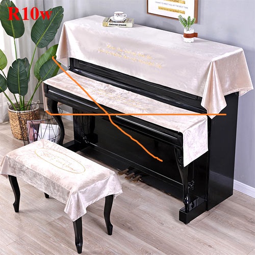 Khăn phủ đàn piano vải nhung lụa màu xanh đẹp mắt