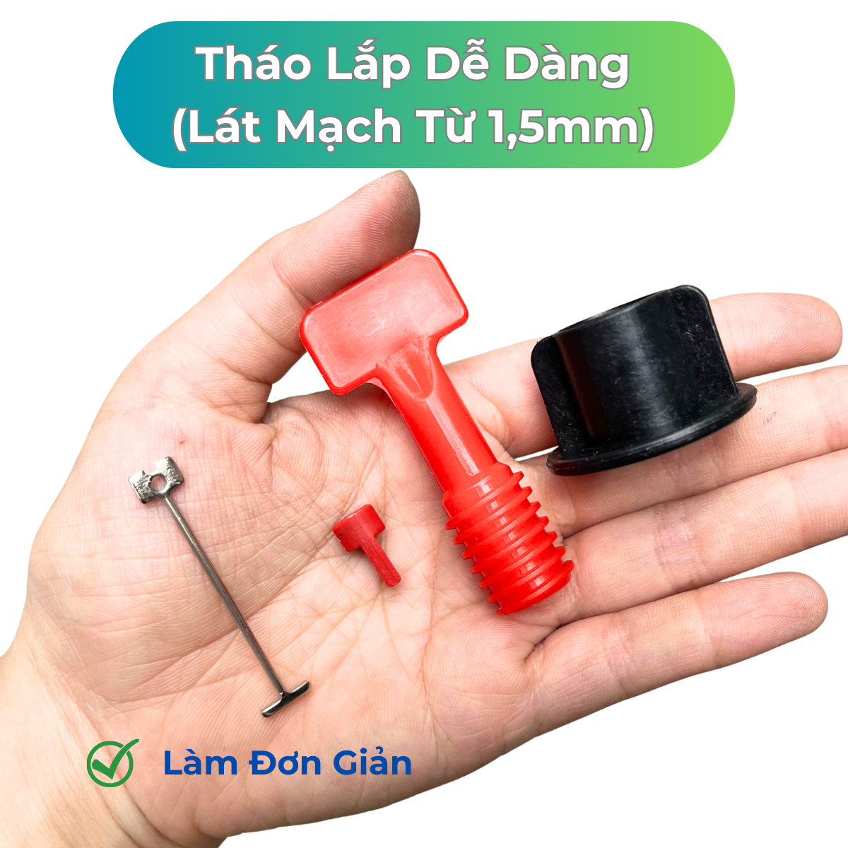 Ke Vít Lát Đá Dày Từ 1,2cm-3cm - Ke Vít Cân Bằng Gạch Đá Mạch Từ 1,5mm - Ke Cân Bằng Tái Sử Dụng Được Nhiều Lần - Gói 50 Chiếc Kèm Cờ Lê