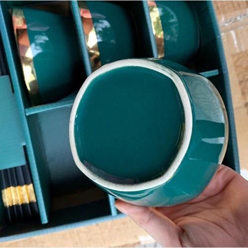Bộ Bát Sứ Xanh Cổ Vịt Viền Vàng Phong Cách Nhật Bản Sang Trọng