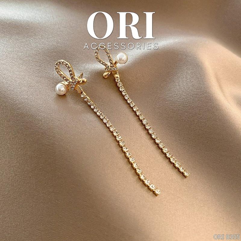 Bông tai nữ dáng dài đính đá Anselm độc đáo tinh tế ORI ACCESSORIES B355
