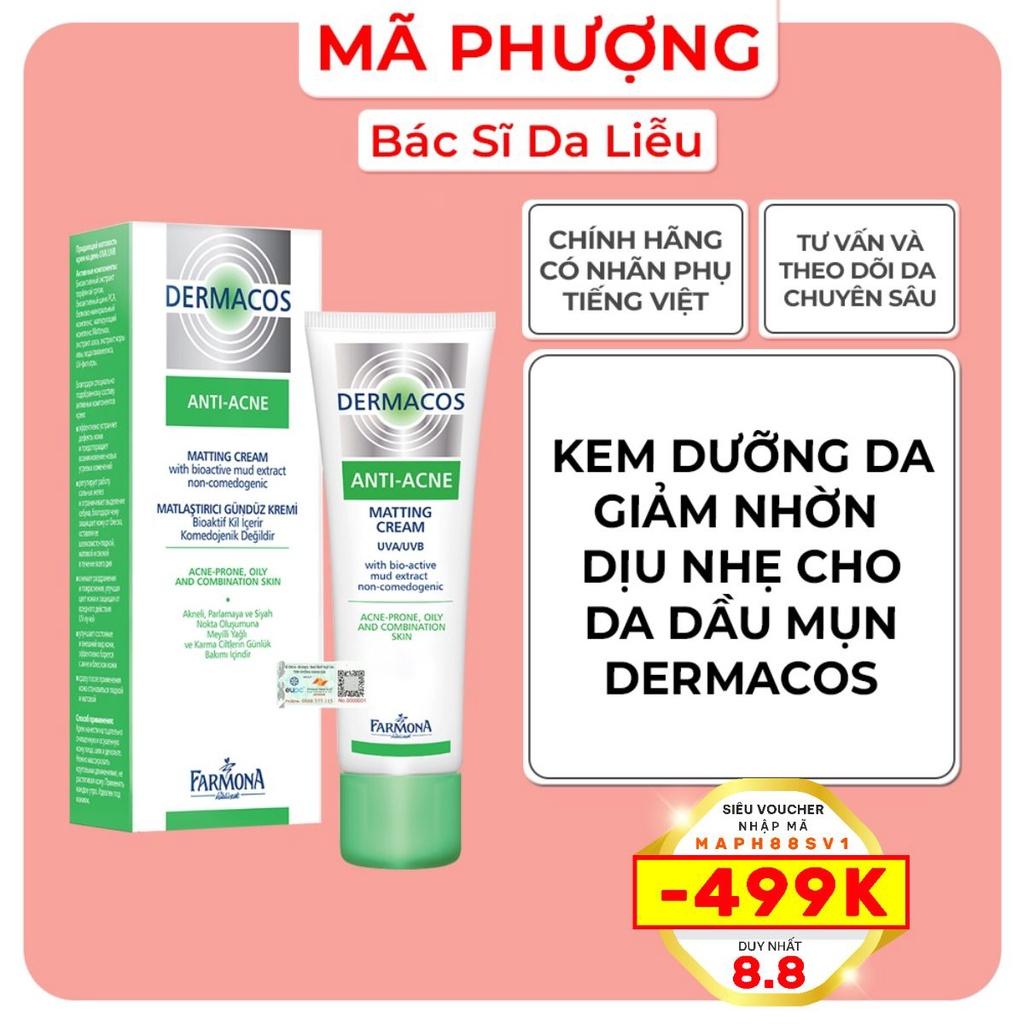 Kem dưỡng Giảm nhờn dịu nhẹ da dầu mụn Dermacos Farmona Anti Acne Matti - Bác Sĩ Mã Phượng