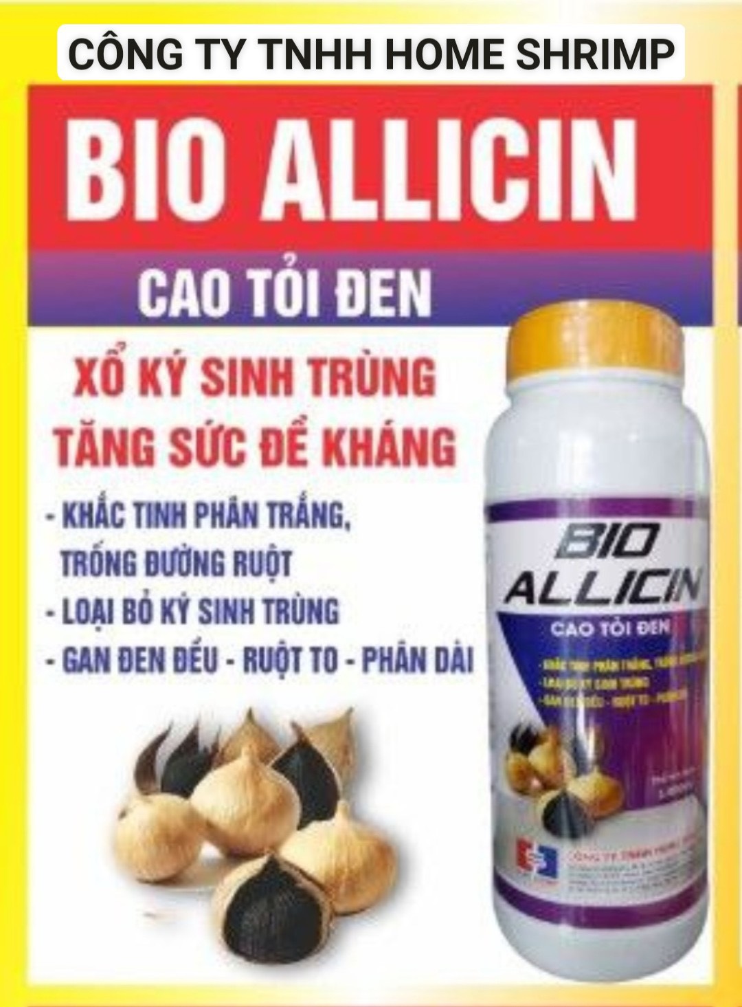 Cao tỏi đen đậm đặt cho tôm ăn, chai 1l