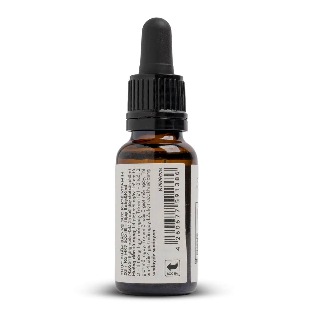 Thực phẩm bảo vệ sức khỏe Vitamin D3K2 MK7 Sunday Natural 20ml nhập khẩu từ Đức bổ sung D3K2 cho bé từ sơ sinh