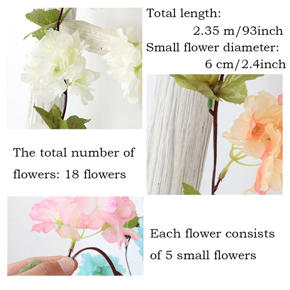 235 cm Vòng hoa hoa anh đào nhân tạo, hoa nhân tạo tươi, thực vật, hoa terry cho hàng rào, vườn, tại nhà, tiệc Giáng sinh, trang trí đám cưới