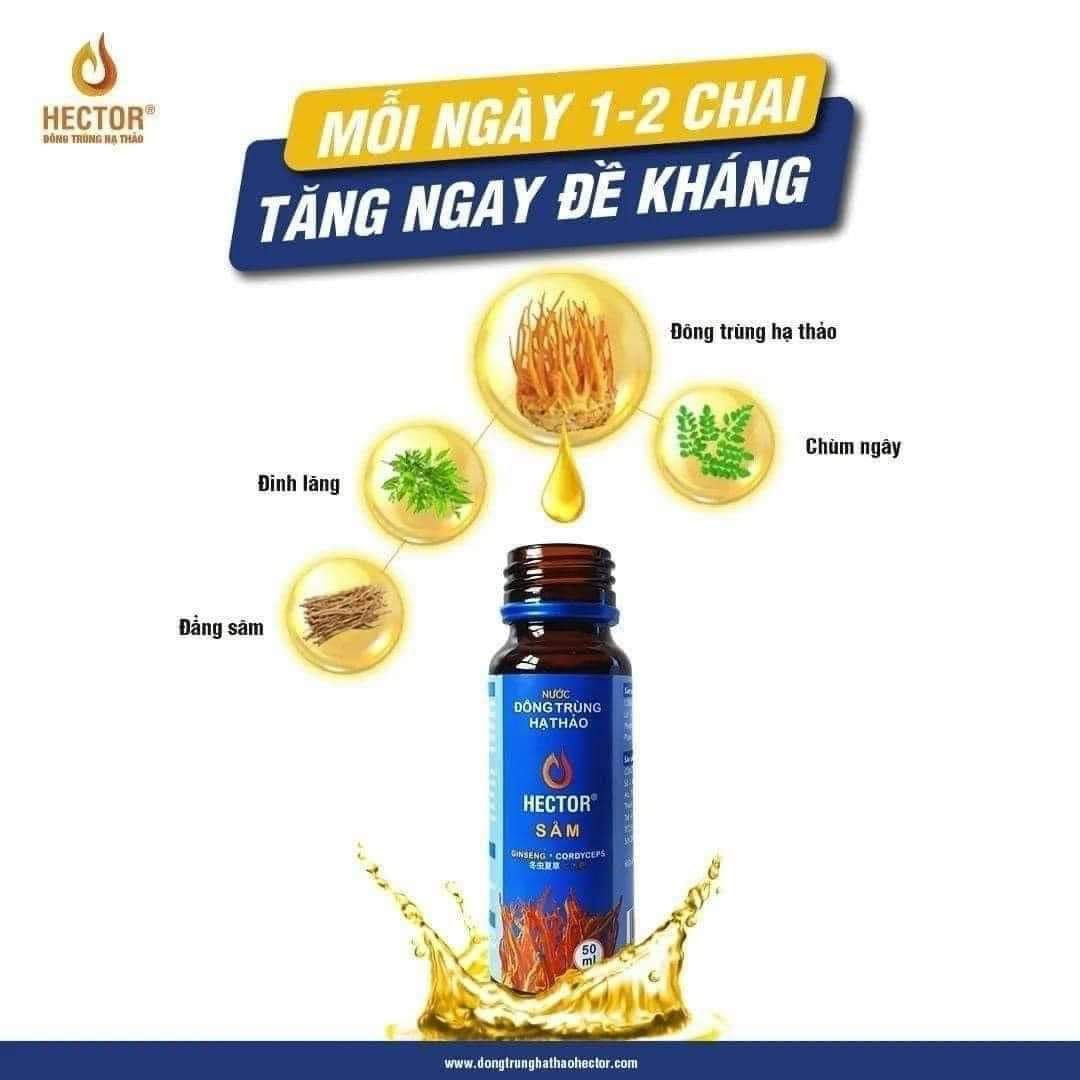 Nước Đông Trùng Hạ Thảo Hector Sâm, Uống Trực Tiếp, Giúp Tăng Sức Đề Kháng, Tăng Cường Sinh Lý Nam Nữ, Tăng Tiết Sữa Cho Mẹ, Bảo Vệ Chức Năng Gan Thận, Giảm SAy Tàu Xe, Nam, Nữ, Người Lớn Tuổi Đều Dùng Được.