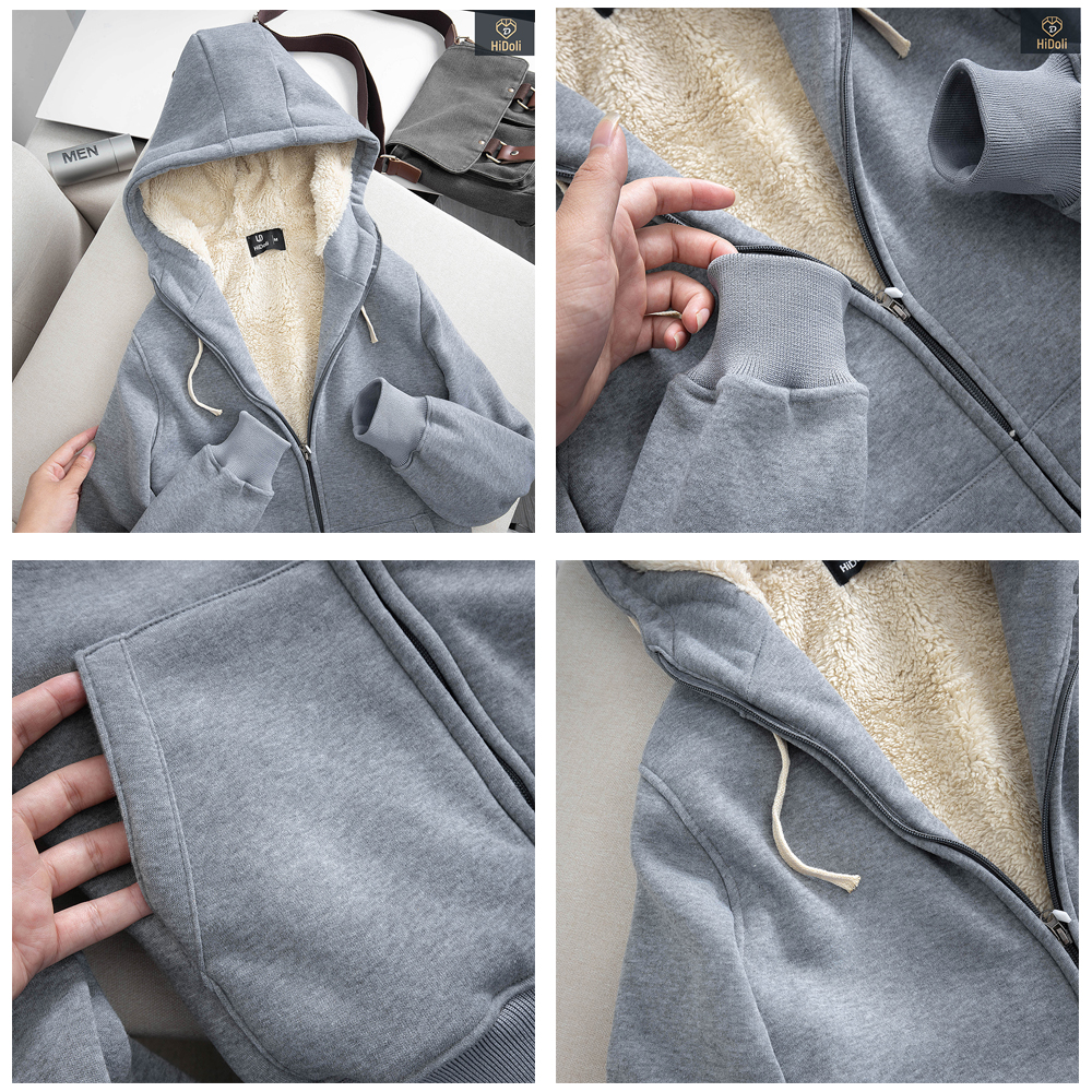 Áo nỉ lót lông nam hoodie mẫu mới cực ấm có túi mũ hàng may kỹ Micado