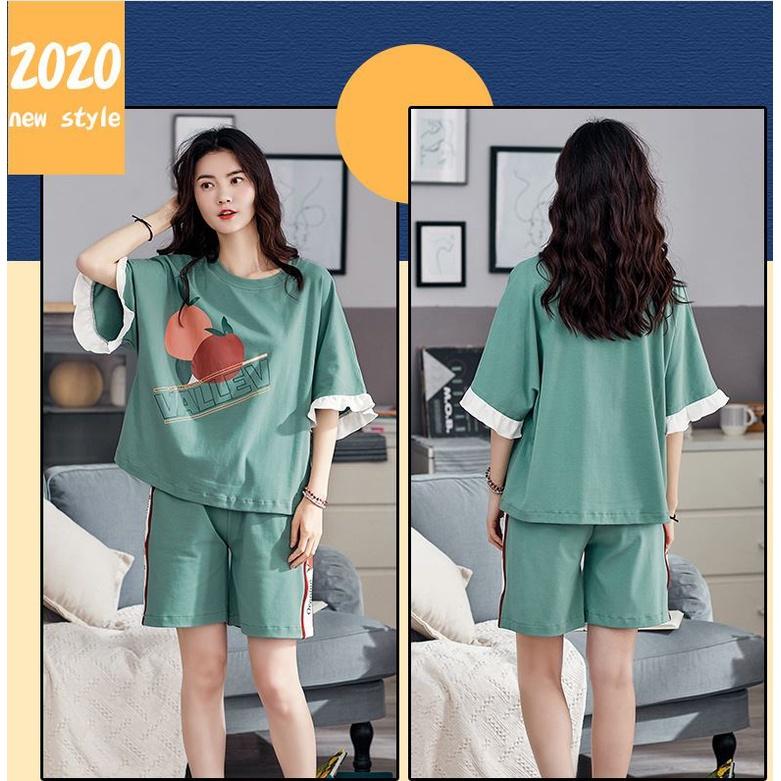 Đồ bộ ngủ mặc nhà thun cotton tay ngắn quần đùi siêu xinh