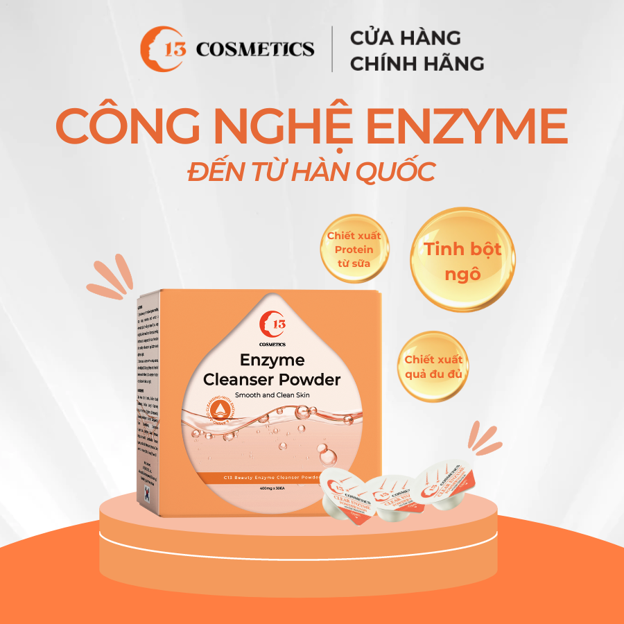 Viên Rửa Mặt Dạng Bột Ngừa Mụn, Tẩy Tế Bào Chết Công Nghệ Enzyme C13 Cosmetics Thu Trang Enzyme Powder Wash Hộp 30 Viên