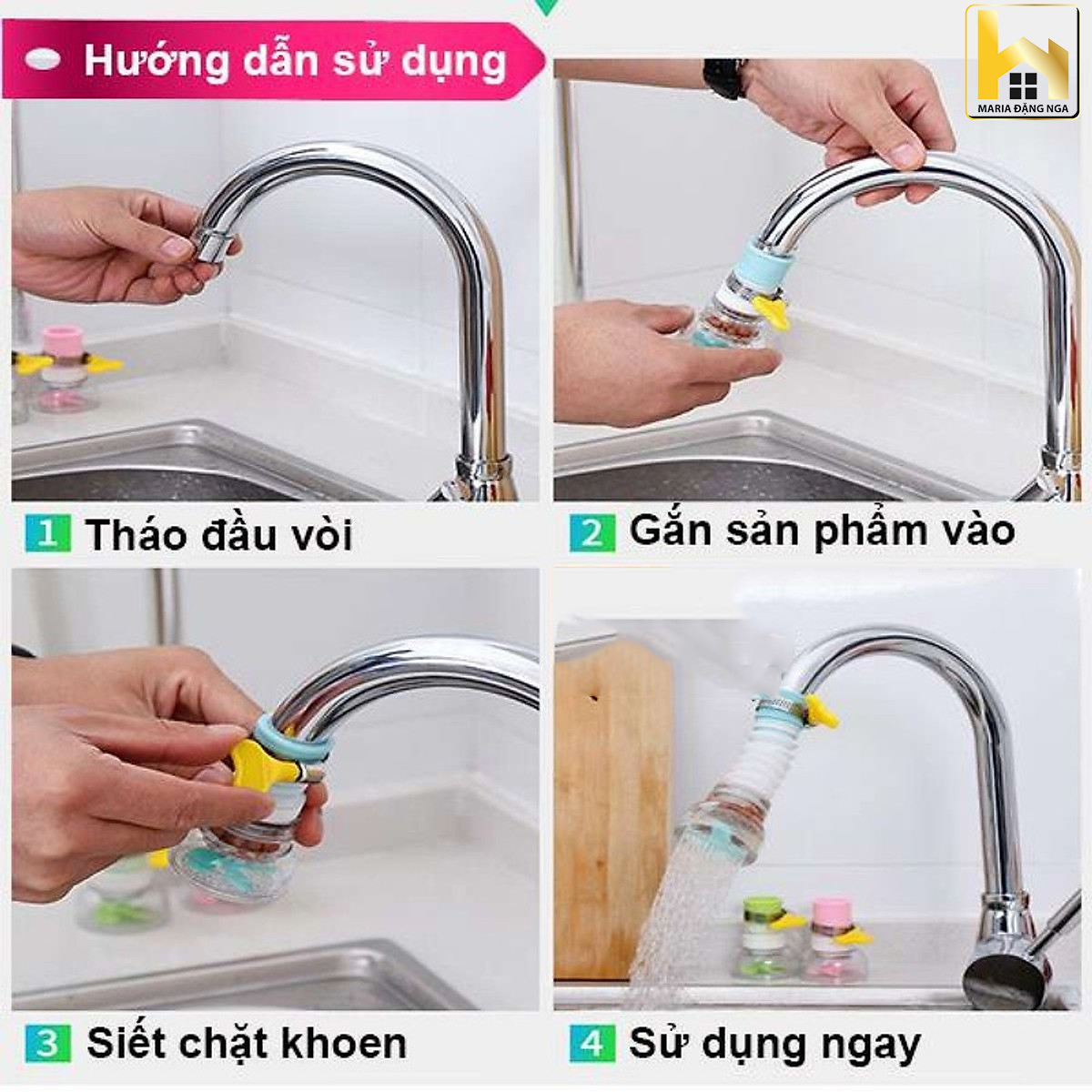 vòi rửa chén xoay 360,Đầu vòi rửa chén , đầu vòi tăng áp lọc nước, Đầu vòi rửa chén