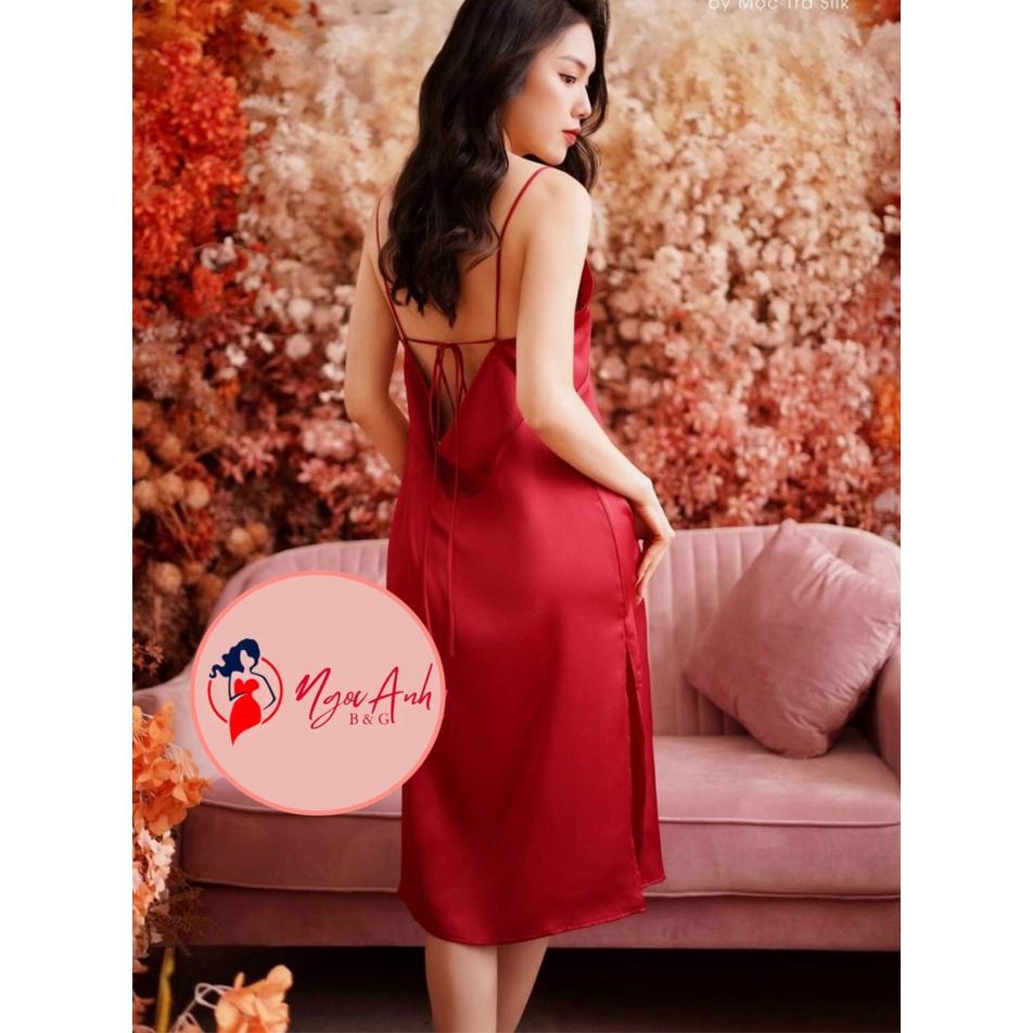 Váy ngủ lụa 2 dây dáng dài quyến rũ