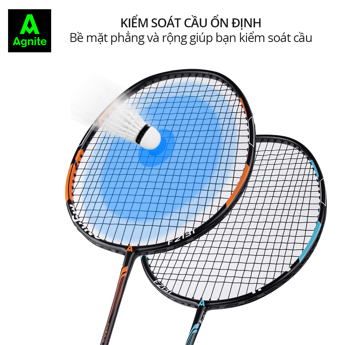 Vợt cầu lông cán liền cao cấp chính hãng Agnite - Tặng hộp cầu nhựa và bao đựng - 2 chiếc - F2131