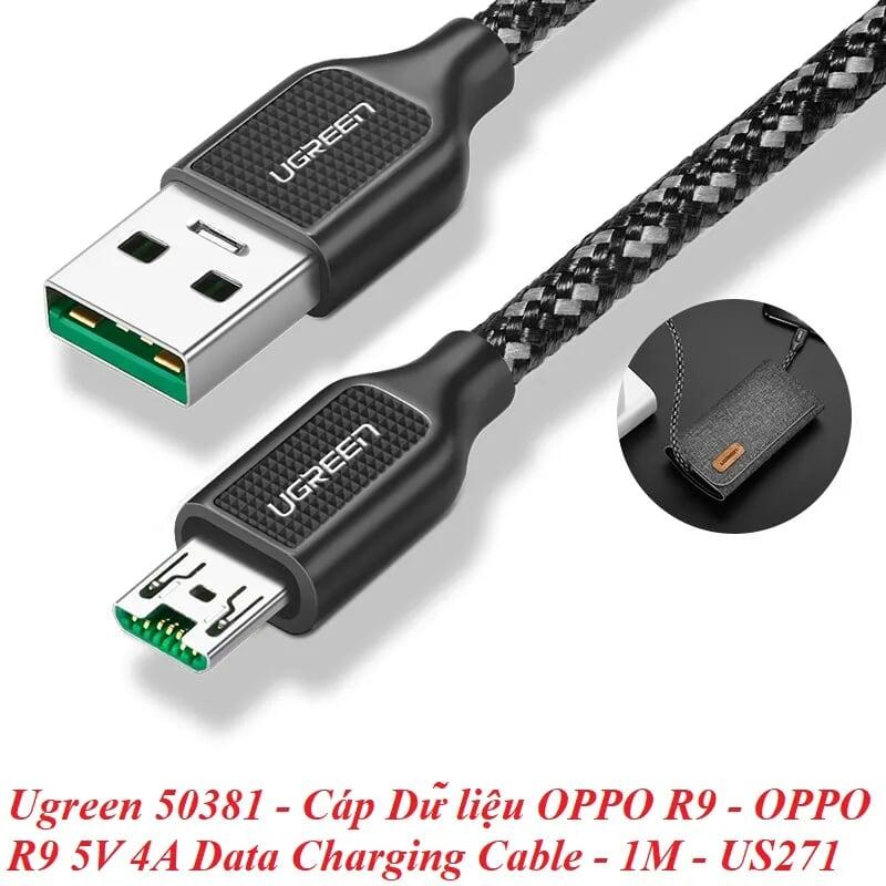 Ugreen UG50381US271TK 1M màu Đen Cáp sạc truyền dữ liệu USB 2.0 sang MICRO USB 4A võ hợp kim kẽm - HÀNG CHÍNH HÃNG