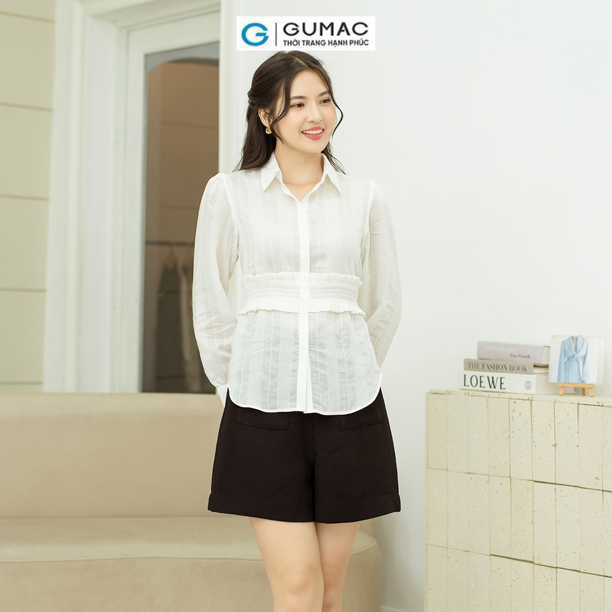 Áo sơ mi eo kiểu GUMAC AD08070