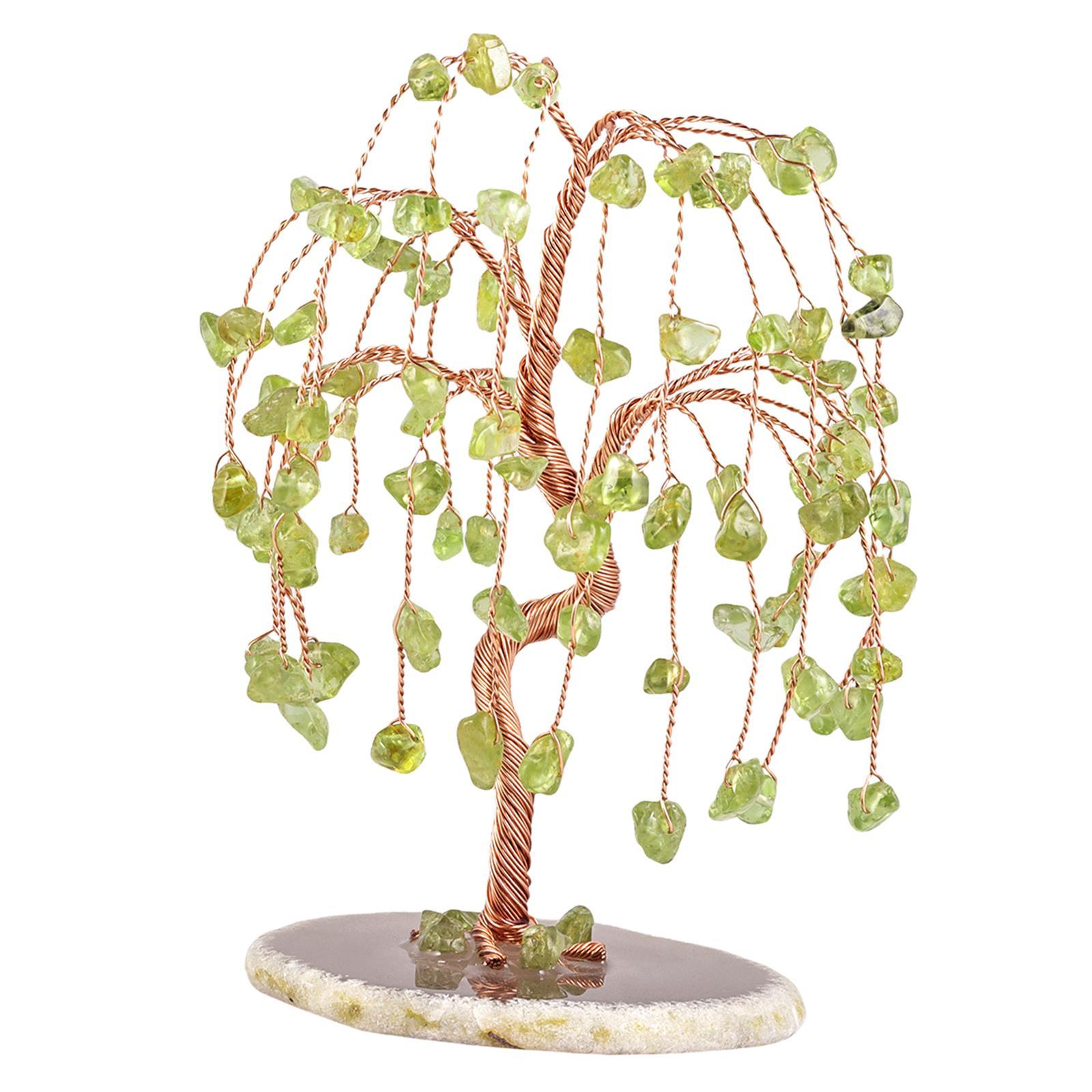 2PCS Natural Multi Stone Money Tree Handmade Ornament for Table Decorations