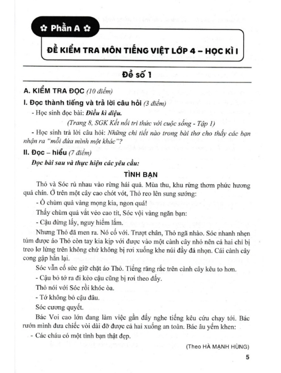 Sách - Bộ Đề Kiểm Tra Môn Tiếng Việt Lớp 4 - Tập 1