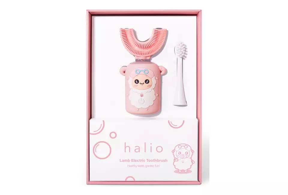 Combo Bàn Chải Đánh Răng Điện Chữ U Cho Bé Pink và Bàn chải điện Halio Periwinkle