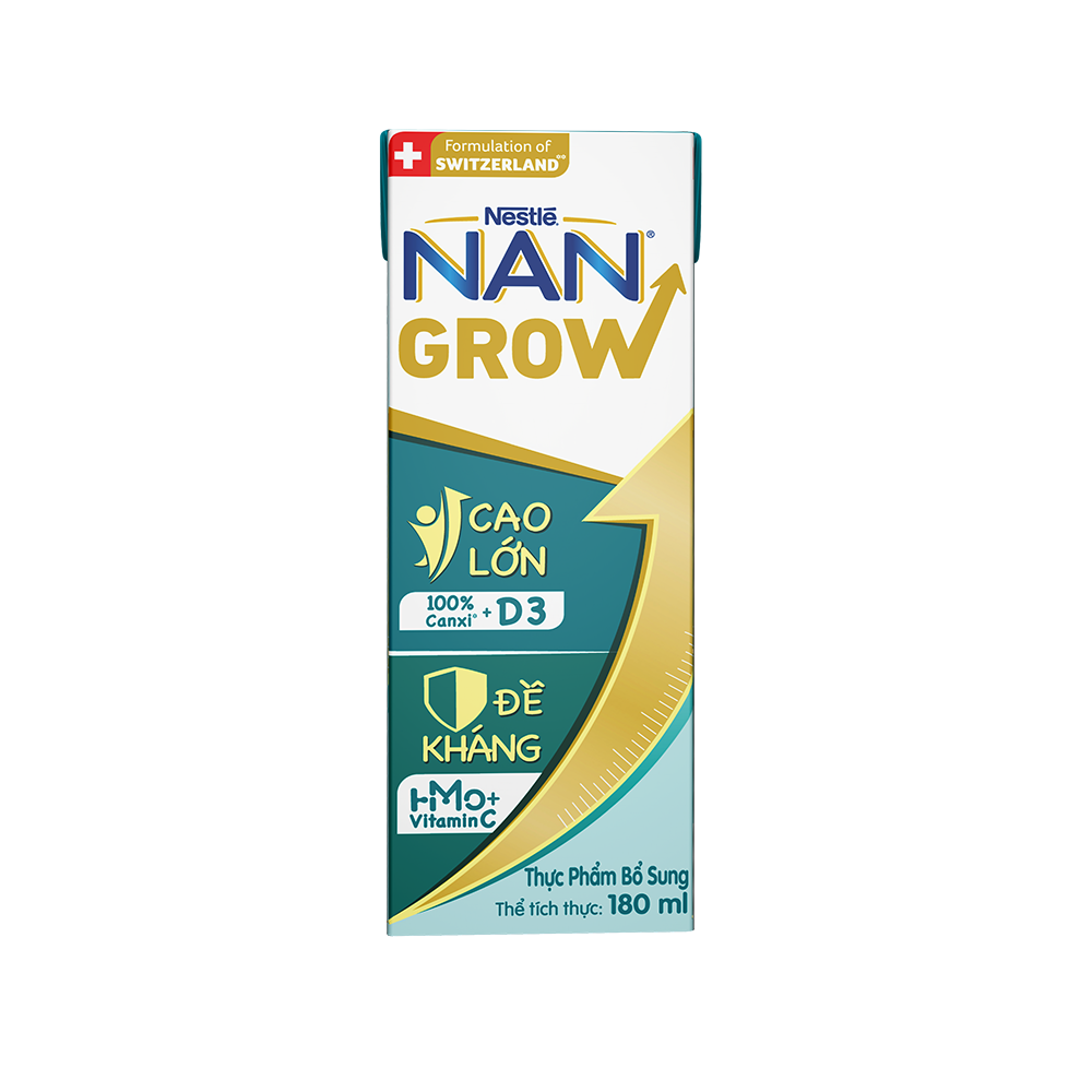 Thùng 24 hộp Sữa pha sẵn Nestlé NANGROW 180ml/hộp sữa mát công thức từ Thụy Sĩ 100% Canxi giúp bé cao lớn vượt trội 6(4 x 180ml) - (Bé từ 1 tuổi) Tặng Chảo chống dính Elmich