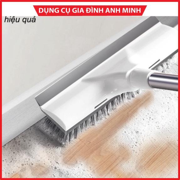 Cây chổi lau quét chà gạt nước sàn nhà thông minh phòng tắm 2 đầu đa năng cán inox - chổi gạt nước - chổi quyét sàn nhà