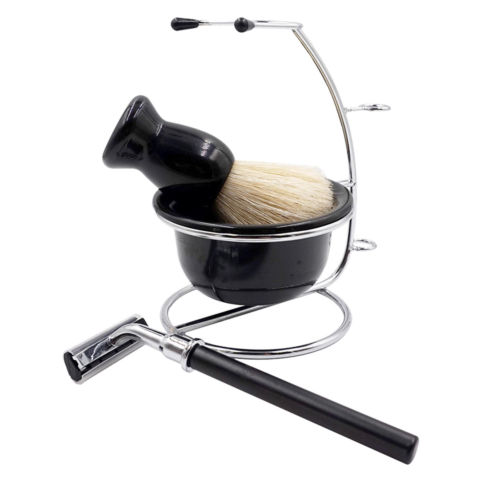 Travel Shaving Kit for Men Manual Stand Brush Bowl Set Elegant Durable